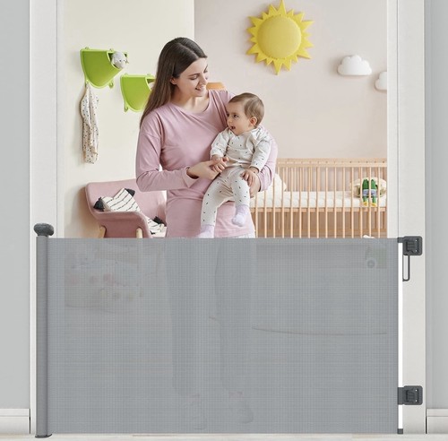 Retractable stair gate extend - stair,