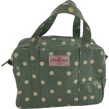 Cath Kidston Sage Green Polka Dot Oilcloth Canvas Zip Mini Tote Bag 10.25" 