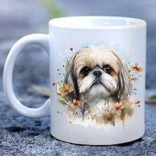 Pet Dog Mug, watercolour Shih