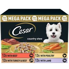 48 x 150g Cesar Country Stew Adult Wet Dog Food Trays Mixed Selection in Gravy
