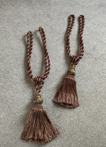 Red gold curtain tie backs - red,