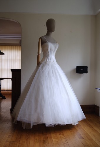 1950s vintage ivory tulle - 1950s, prom
