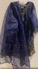 Elegant Navy Blue Embroidered