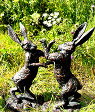 Boxing Hares Garden Statues