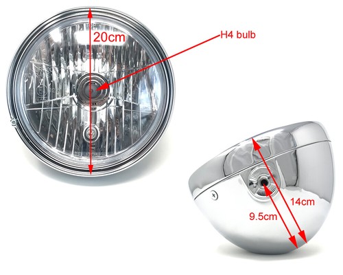 Motorbike headlight chrome for - motorbike,