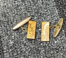 Unusual Art Deco Cuff links In Orange Colour With Some Wear