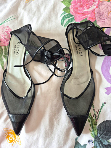 Gucci black mesh strappy - gucci,