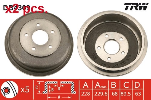 Pcs rear brake drum - rear, set