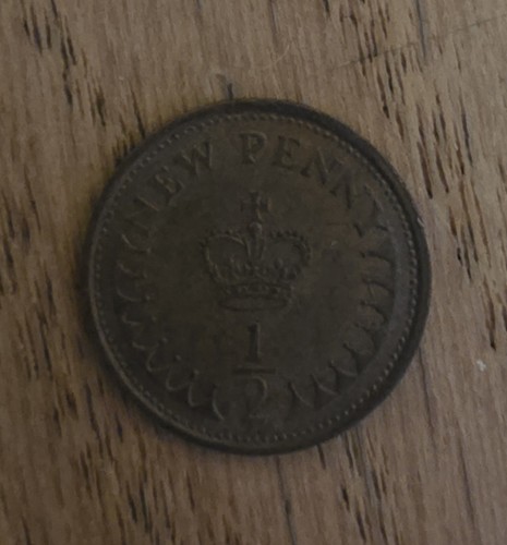1971 half new penny - new,