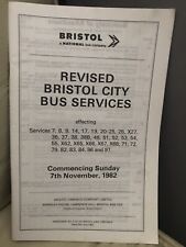 Revised Bristol City Bus Services Timetables 7th November 1982