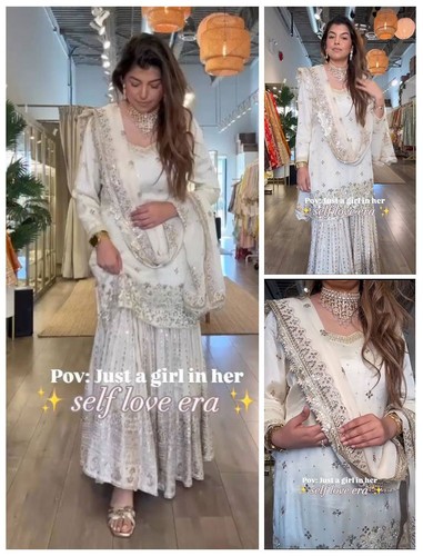 Sparkle white gharara - white, sharara