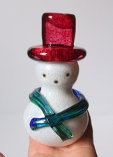Scottish Borders Art Glass Snowman Paperweight Ornament Hawick Christmas 