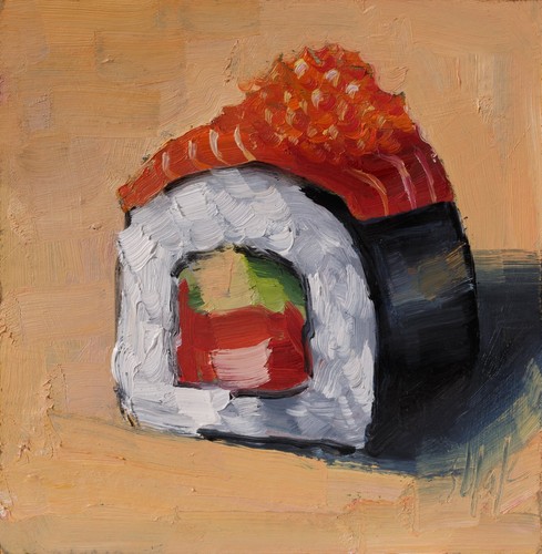 Sushi roll oil painting - oil,