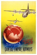 VINTAGE QANTAS AIR TRAVEL A4 POSTER PRINT