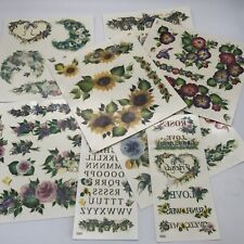 Vintage Decal Sheets Hand Painted Look Folk Art Floral Bundle Water Release
