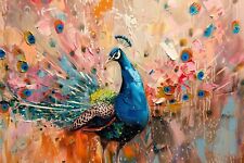 PEACOCK ANIMAL CANVAS PICTURE