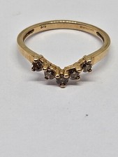 9kt Gold Champagne Diamond Wishbone Ring Size L (1.24g)