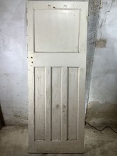 29 5/8"X 77 1/4" 1930s Internal Painted Pitch Pine Four Panel Door 1over3 Old