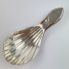 Antique Georgian Old Sheffield Plate Tea Caddy Spoon Shell Bowl 8.3cm