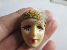 Vintage Ceramic Painted Lady Face Mask Brooch Pin Very Kitsch