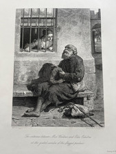 1867 large engraving - the interview with miss wardour and edie ochultree