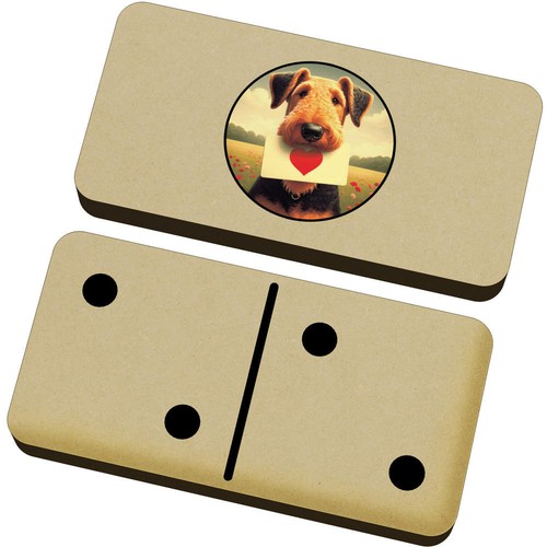 Airedale terrier love domino - 'airedale, love'