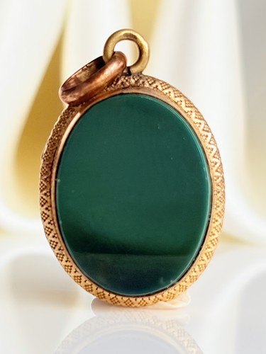 Antique 9ct gold agate - gold,