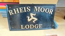 BP73: Large Cast Iron Sign - Rheis Moor Lodge - Isle of Man