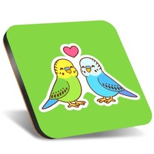 1x Square Coaster 12cm Budgie