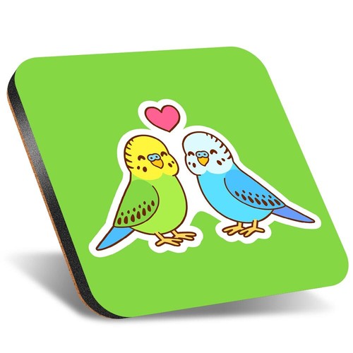 Square coaster 12cm budgie - square,