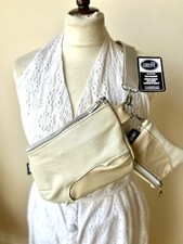 Beige Leather Cross Body Bumbag Handmade Design In UK Waist Bag & Purse New sale