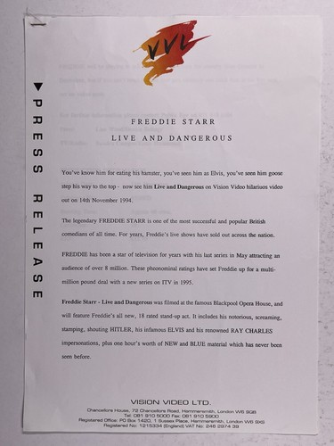 Freddie starr press release - freddie,