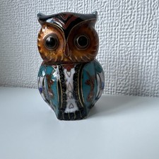 Cute Colorful Vintage Cloisonne Enamel Owl Figurine Decorative Statue 2 1/2"