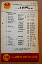 Humber Hawk Mk VI  Mk6 - Shell classic car lubrication chart