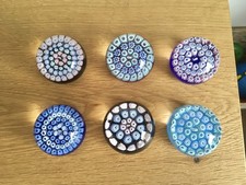 Vintage Scottish 6John Deacons STK Millefiori & Latticino Cane Glass Paperweight