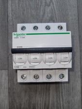 Schneider C32 MCB 32 AMP ACTI9 iC60H Type C A9F54432 32A 10KA 4P 4 POLE 3 Phase