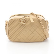 CHANEL Coco Boy Camera Bag Shoulder in Lambskin Leather, Gold, Women's, A92655