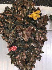 Garden Decoration GREEN MAN LEAF FACE WALL TREE PLAQUE HANGING