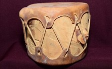 Small Log Drum Handmade Indigenous Native American Rawhide Powwow Tribal OC25