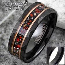 Engraved Tungsten Black Faux