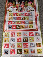 Christmas Yappy Dogs Advent Calender Panel Fabric, 100% Quilting Cotton