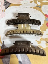 3 small vintage Dinkie & Carola Metal Hair Wave Clips/Grips 1950’s 7cm 