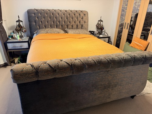 Fabric king size sleigh bed - fabric,