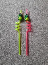 2 Plastic Reusable Novelty Straws