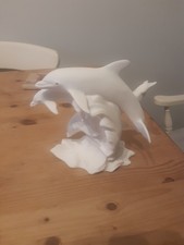 Brooks And Bentley FINE White Porcelain dance of dolfins. Sea animal collection 