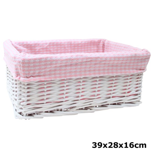 White wicker basket - white,