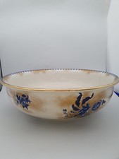 Antique/Vintage Keeling & Co. Losol Ware Large Wash Basin, Blue/Gold (1912-1936)