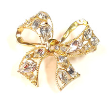 Vintage Rhinestone Bow Brooch