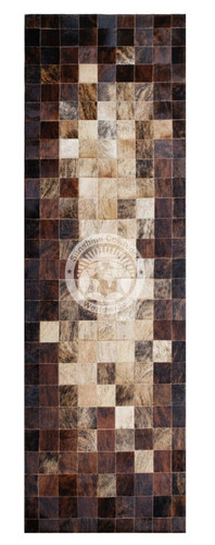 Cowhide patchwork rug runner - cowhide,