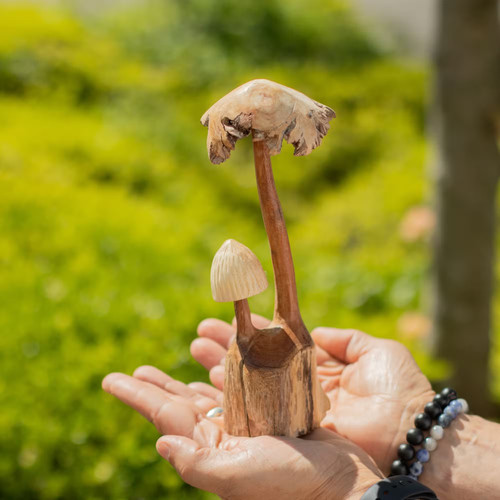 Hand carved wooden sculpture - sculpture, a